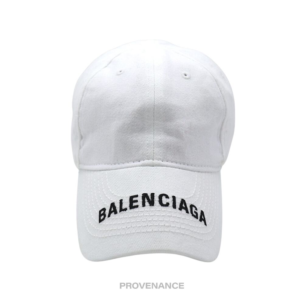 🔴 Balenciaga Embroidered Logo Cap Hat - White - Picture 1 of 10